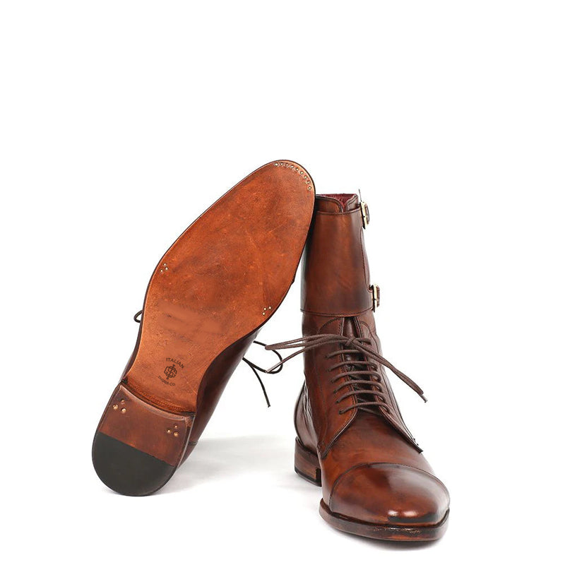 Men Cap-Toe Leather High Ankle Boot Tan