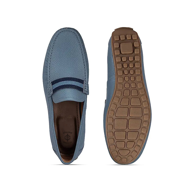 Premium Handmade Leather Moccasins Formal Blue Loafer
