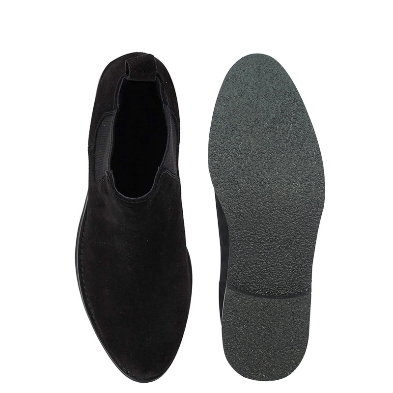 Men Solid Suede Leather Chelsea Boot Olive Green