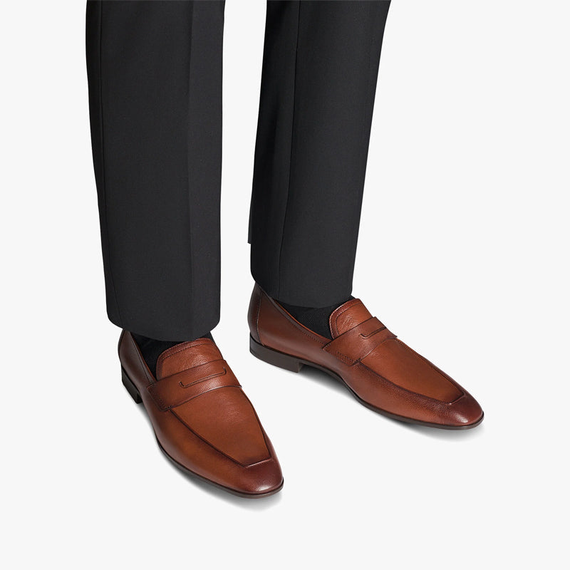 Plain Solid Leather Black Loafer For Men