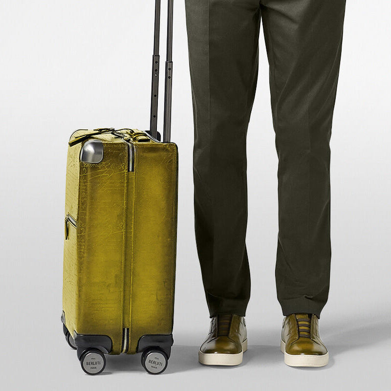 Luxury Eel Leather Brown Trolley Case