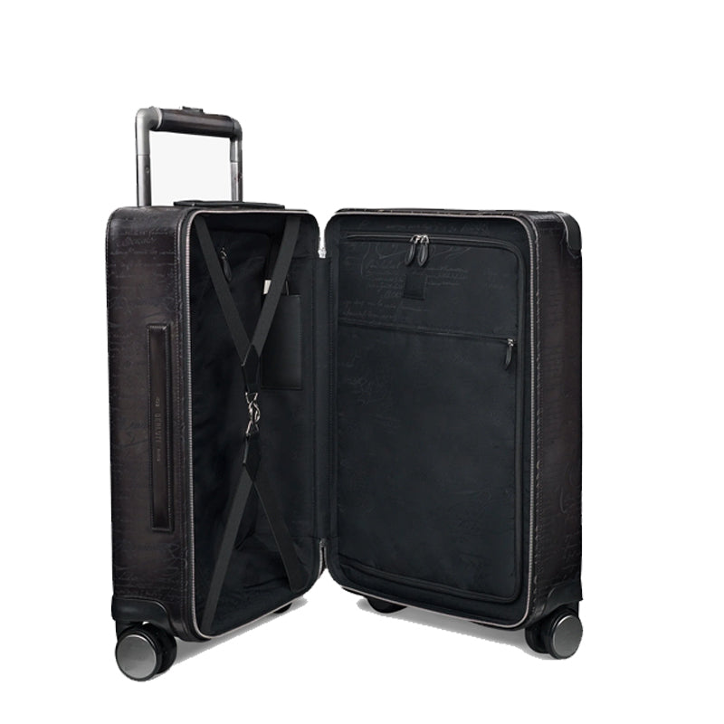 Luxury Eel Leather Brown Trolley Case