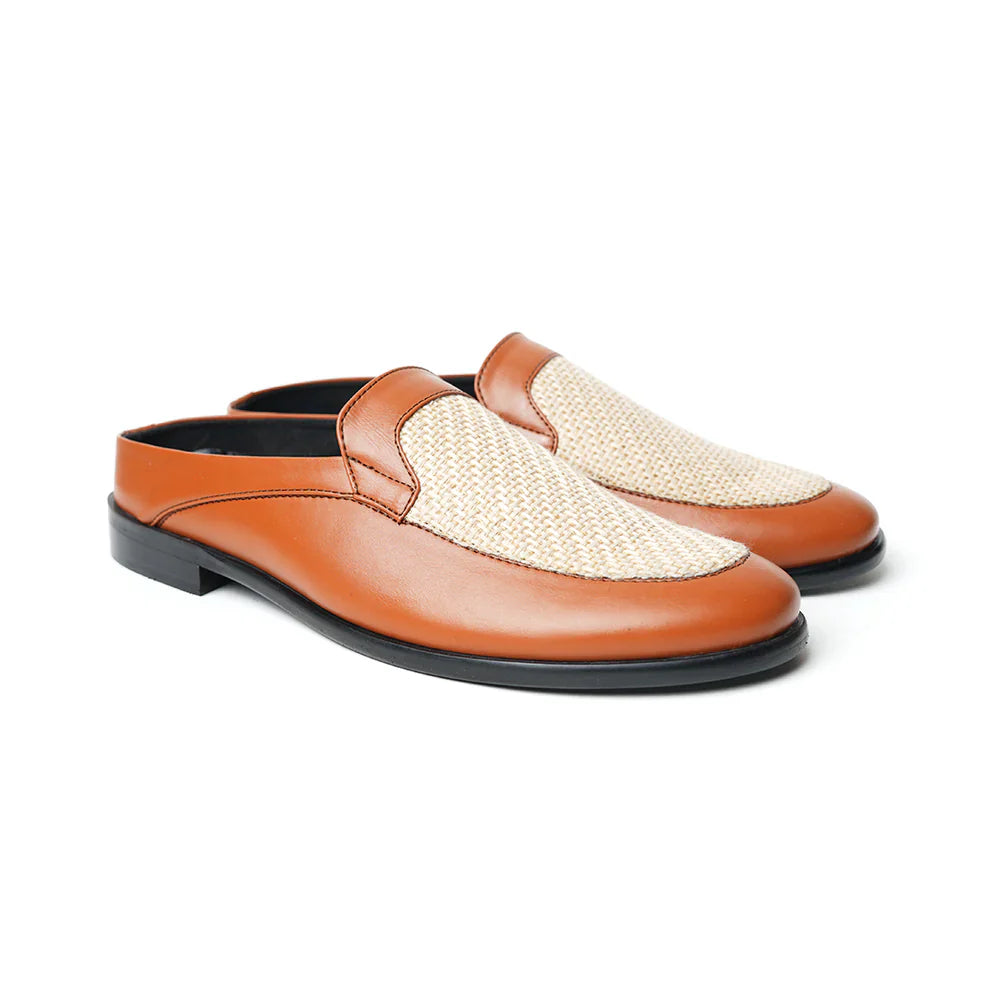 Half Mule Shoes - Tan/Beige Leather