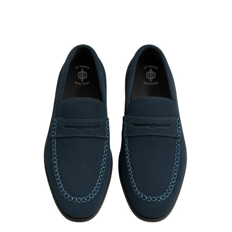 Italian Suede Penny Black Loafer for Men's