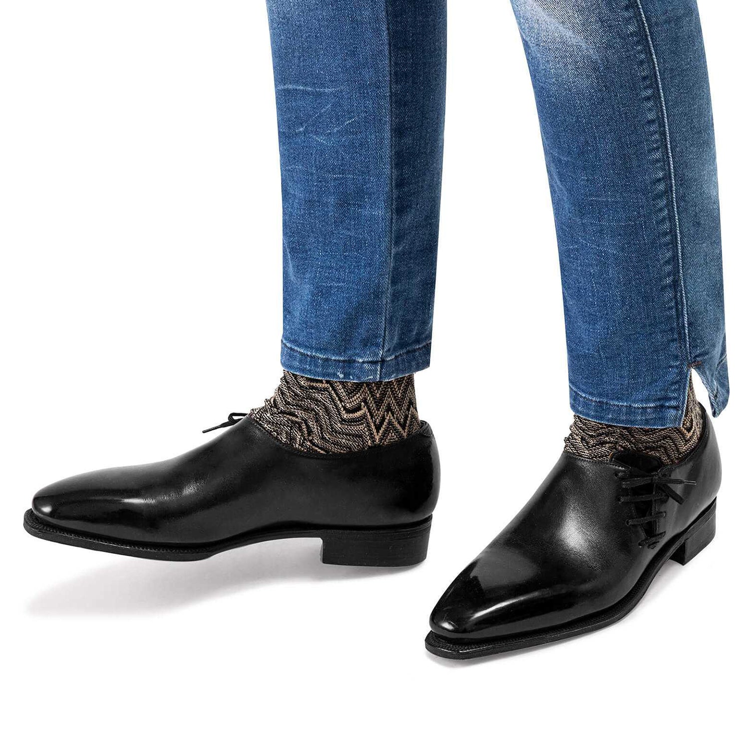 LATERAL LACE CALF LEATHER BLACK