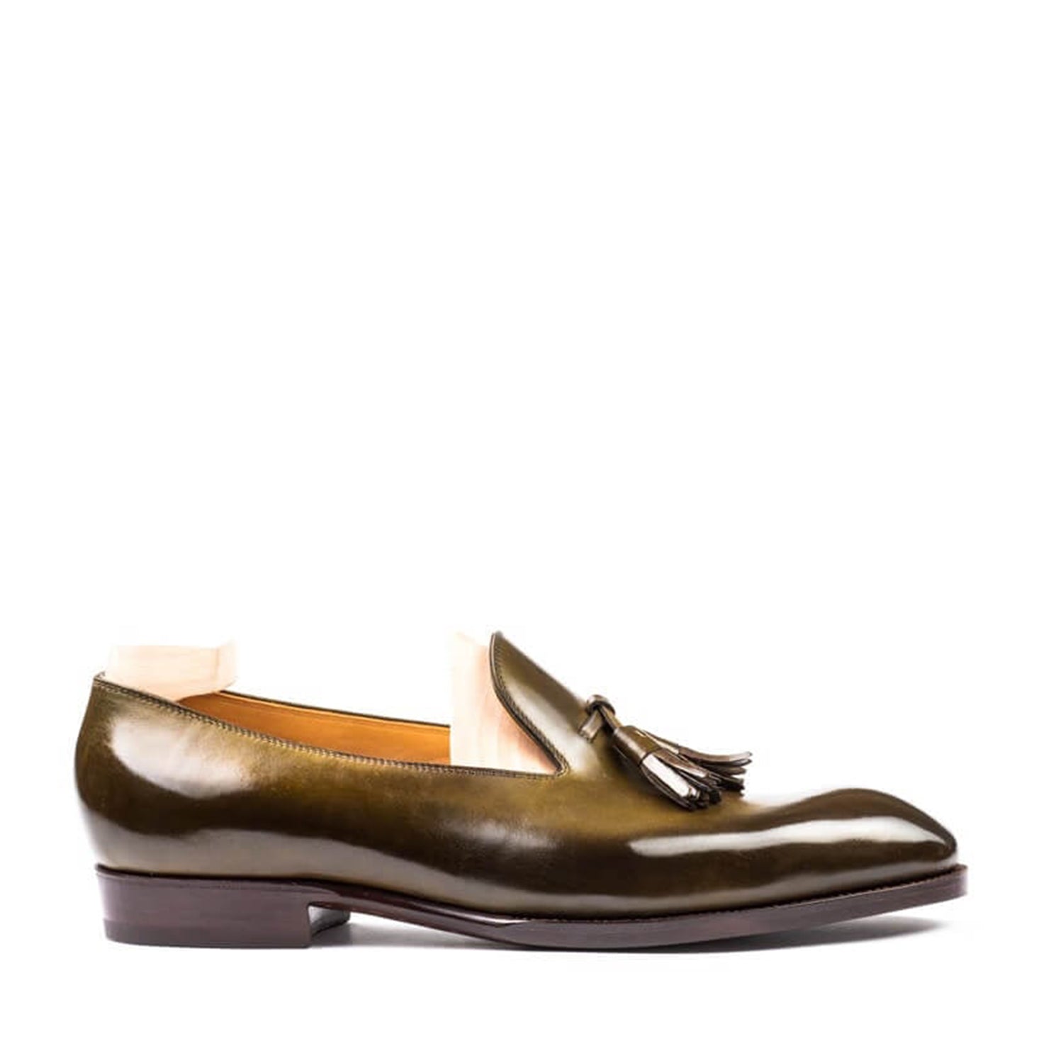 Plain Round-Toe Leather Tassel Loafer