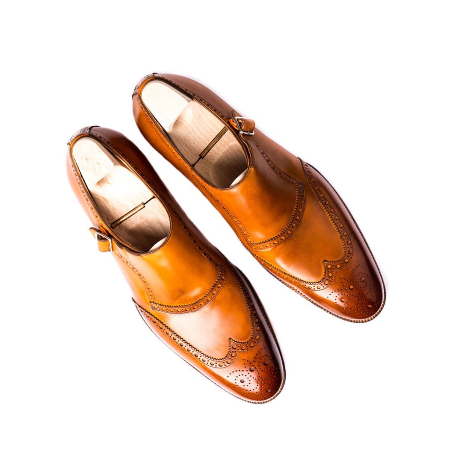 Classic Shiny Leather Single Monk Straps Shoe