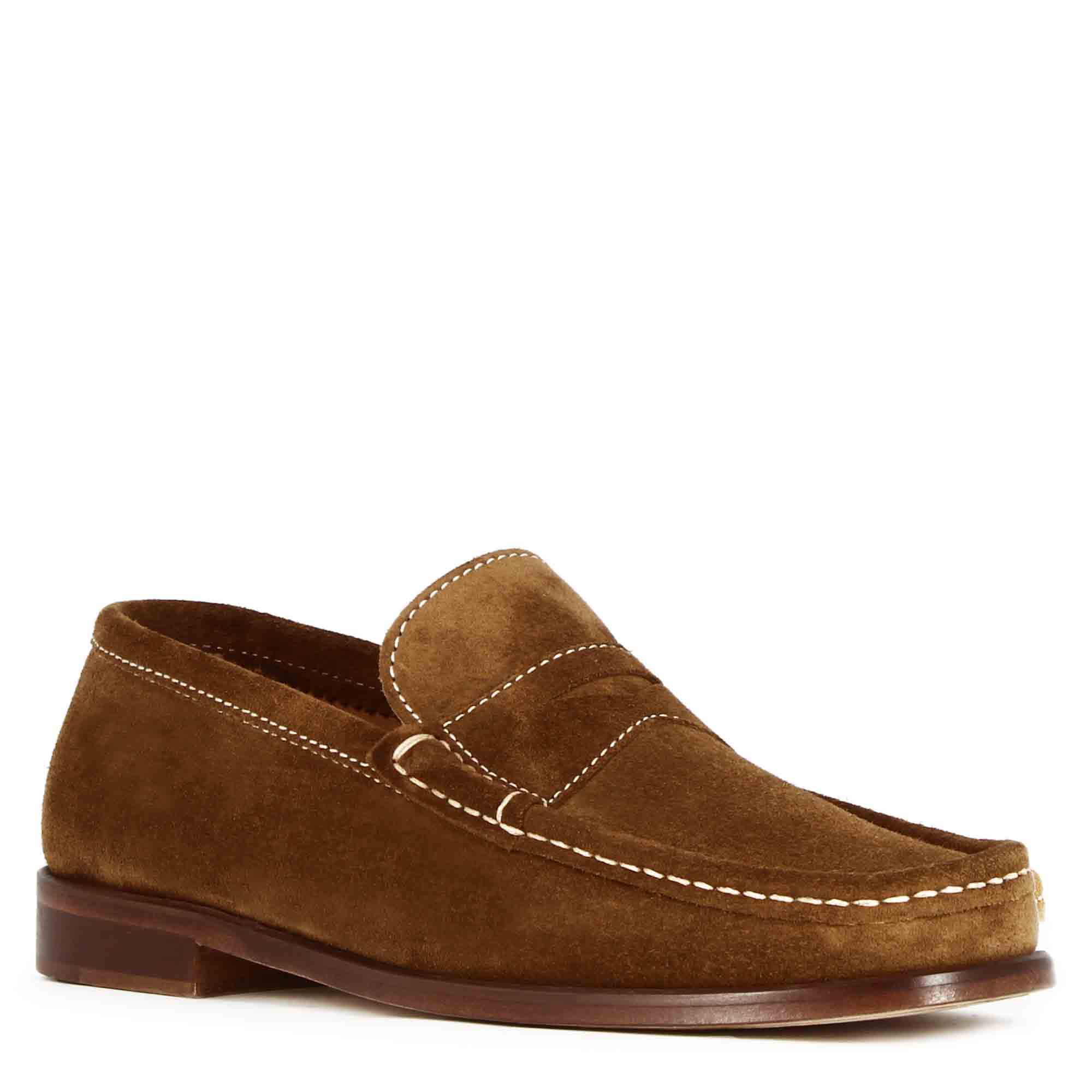Handmade light brown suede men's Loafer