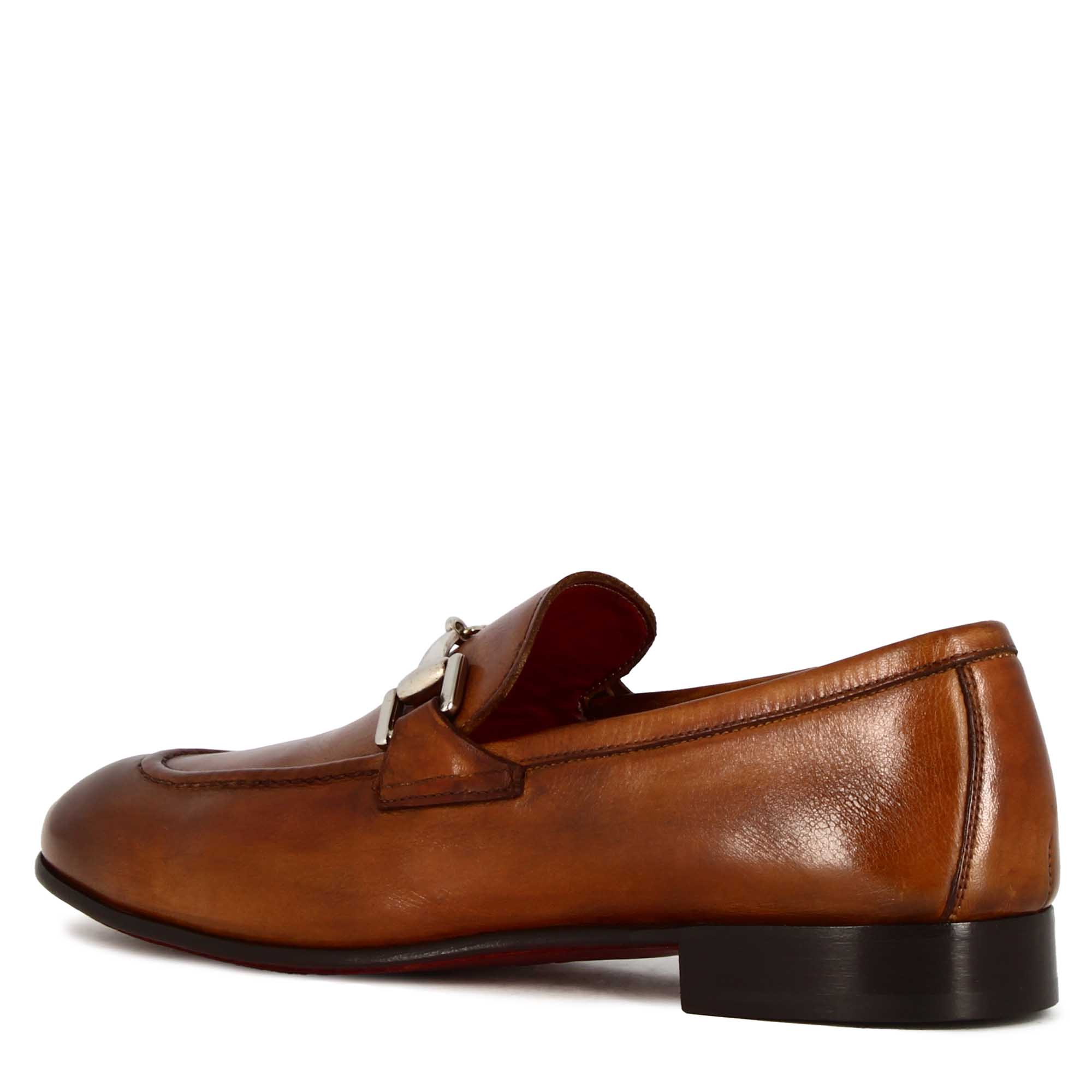 Classic Brown Leather Moccasin With Horsebit