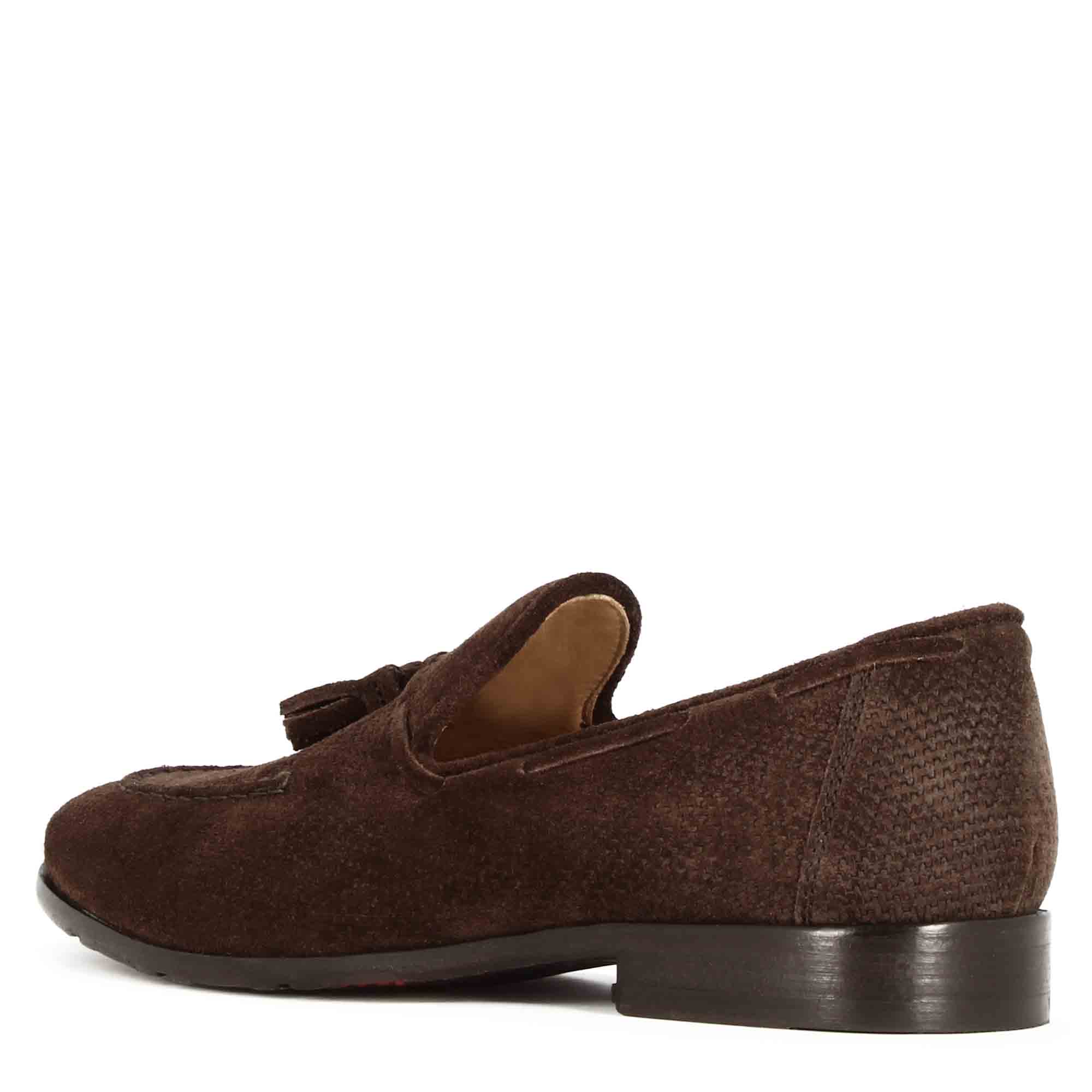 Suede Moccasin with Brown Tassels