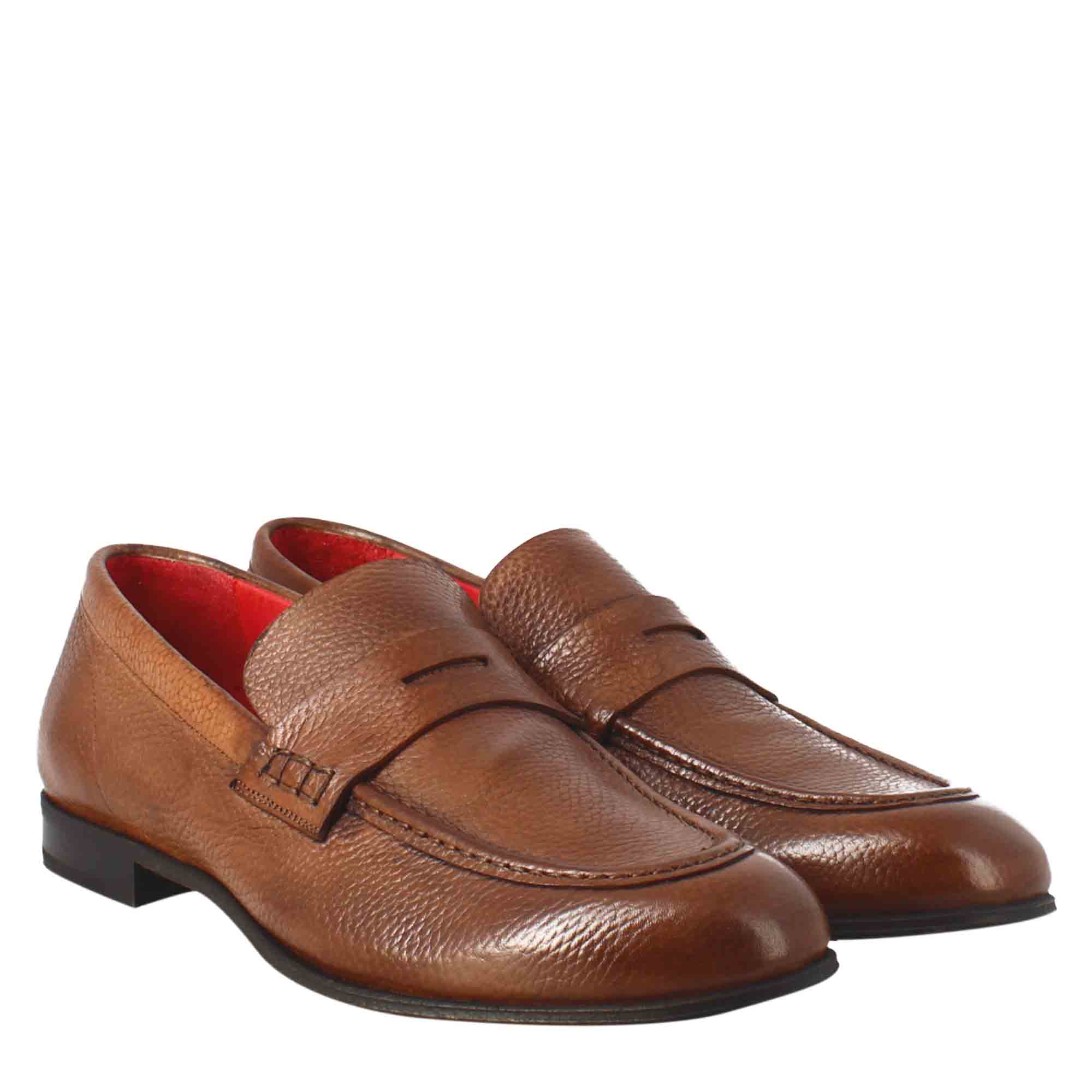 Men's Tan Moccasin in Leather