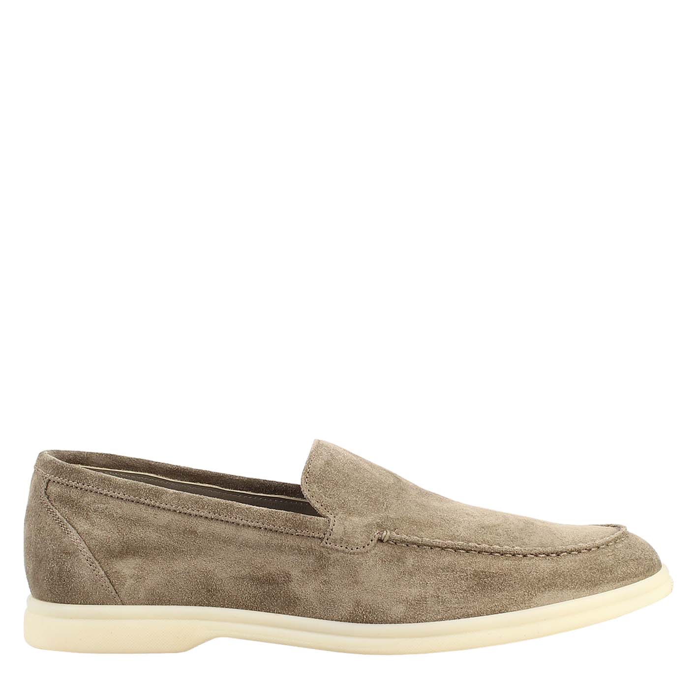 Gray Suede Unlined Loafers