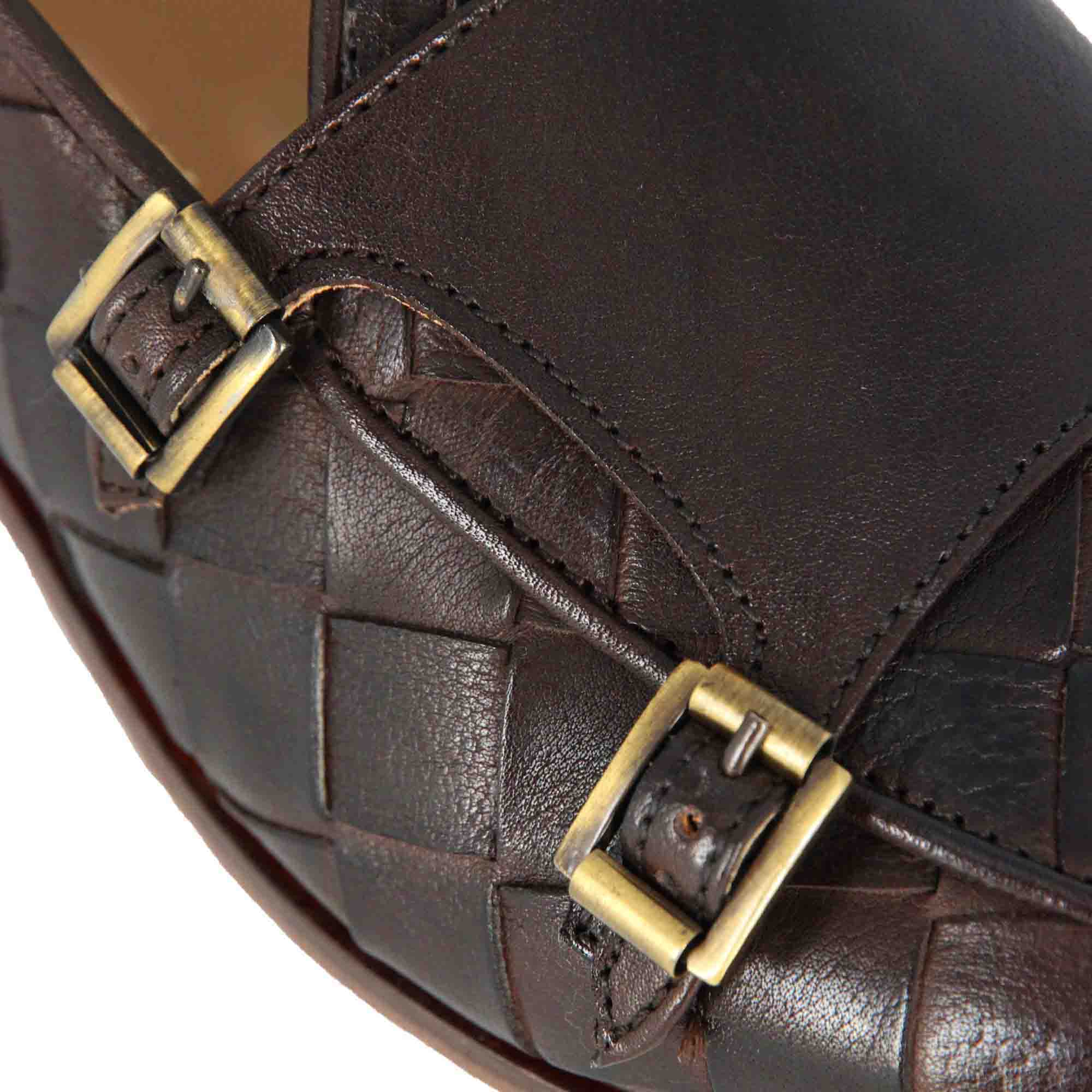 Dark Brown Moccasin With Double Golden Buckle