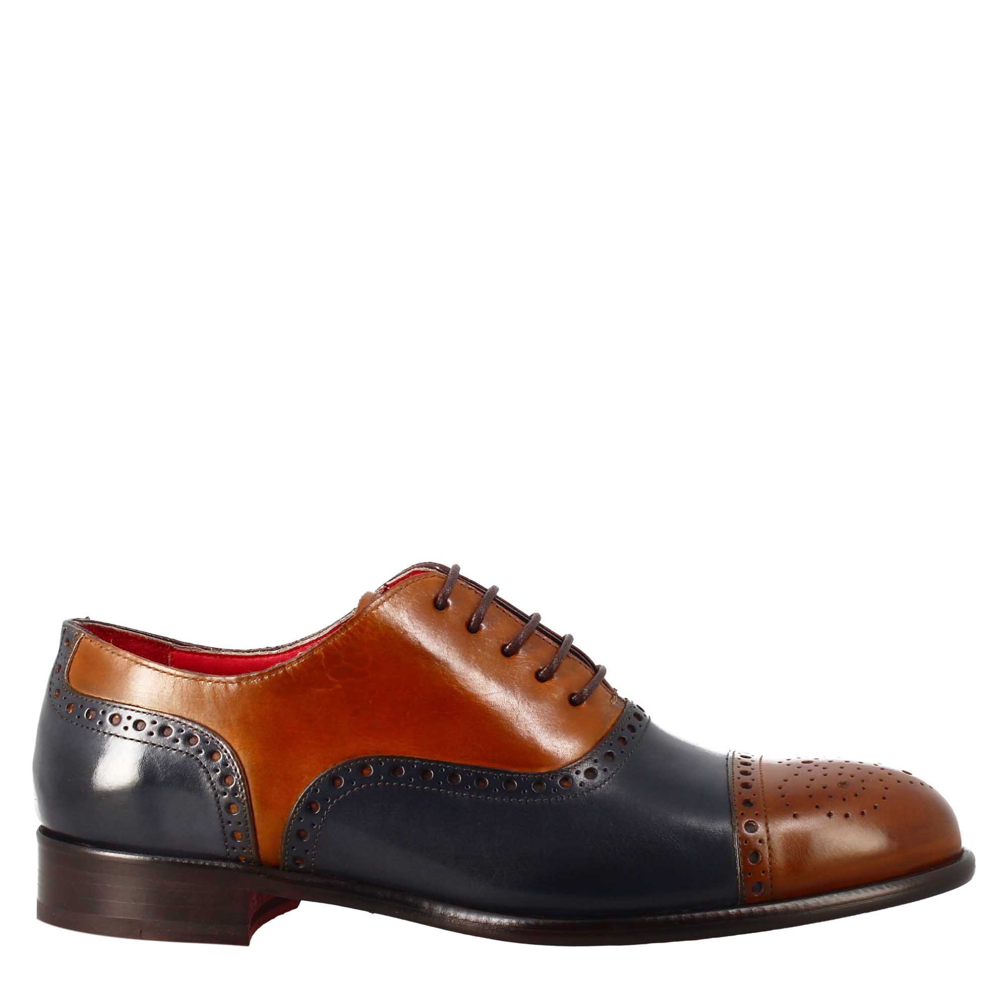 Semi Brogue Leather Oxford Shoes For Men