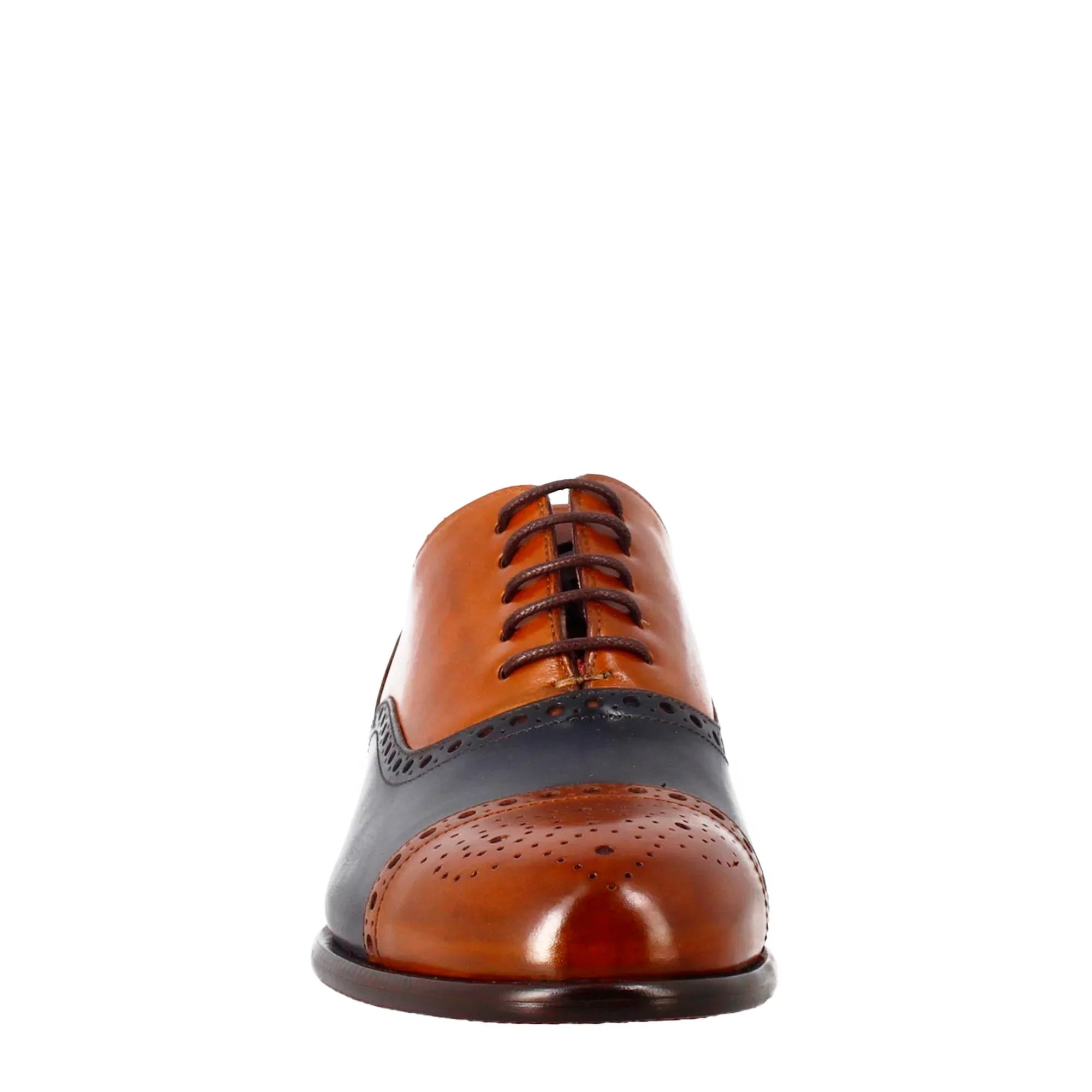 Semi Brogue Leather Oxford Shoes For Men