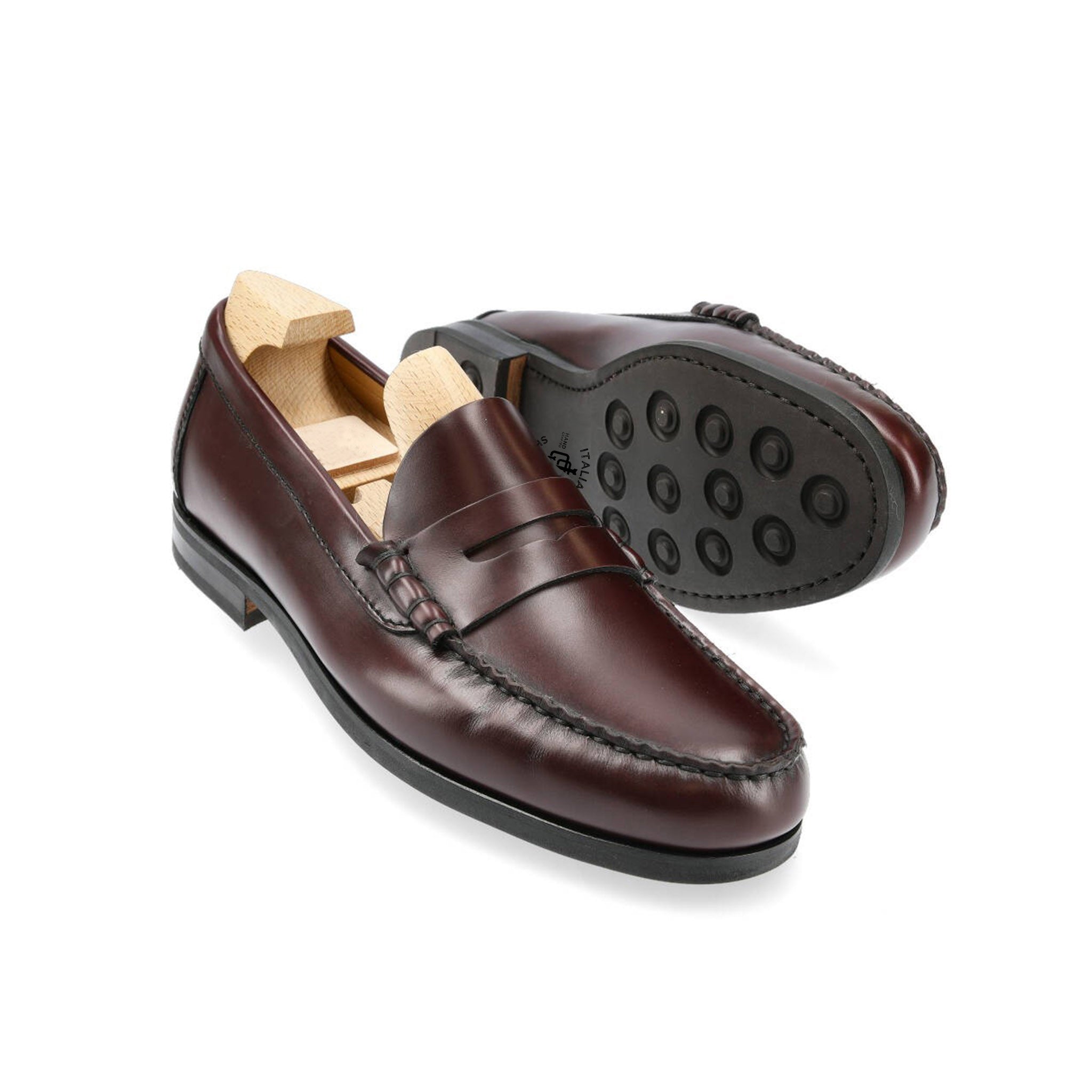 Burgundy Penny Leathers Loafers