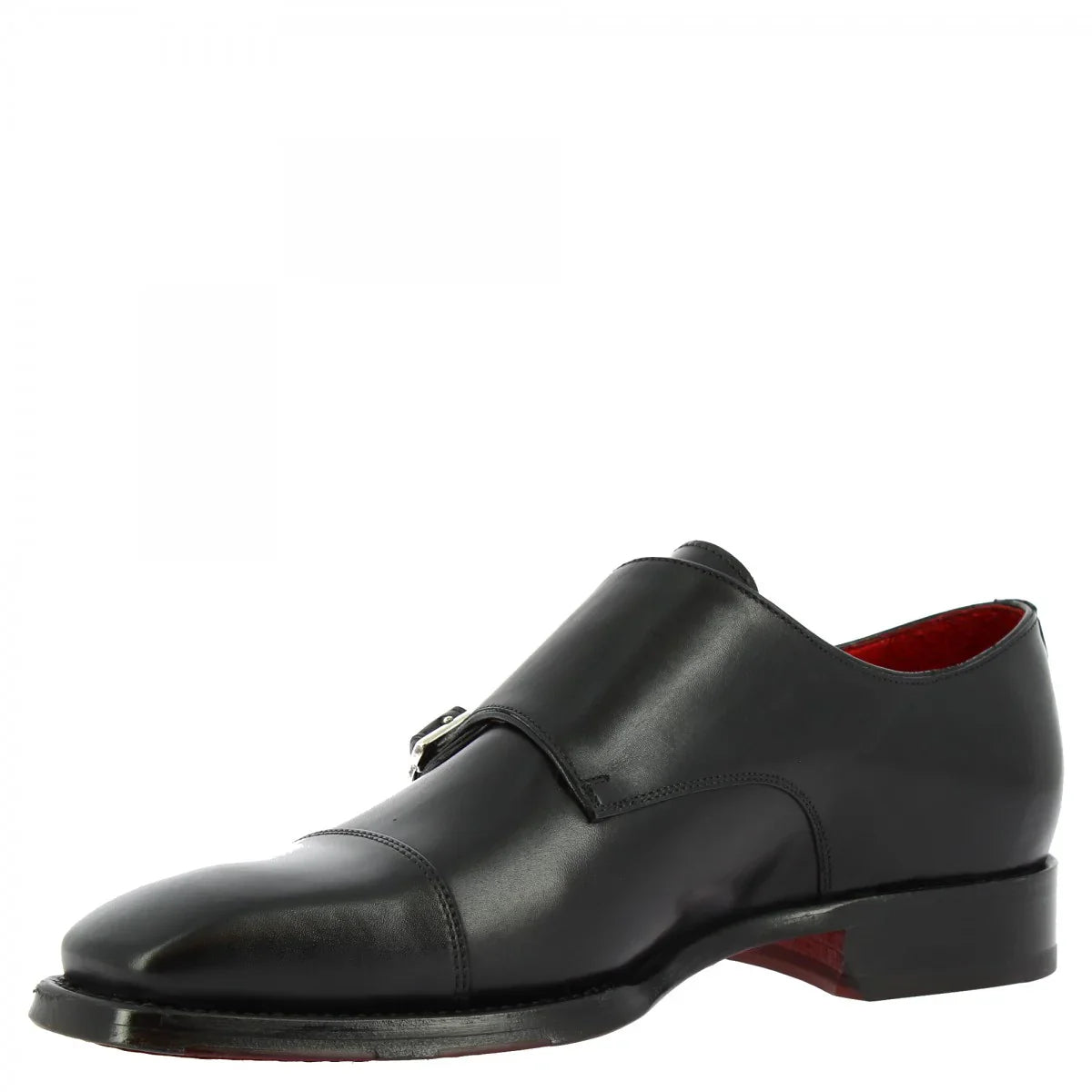 Black Calf Leather Double Buckle Dress Shoes