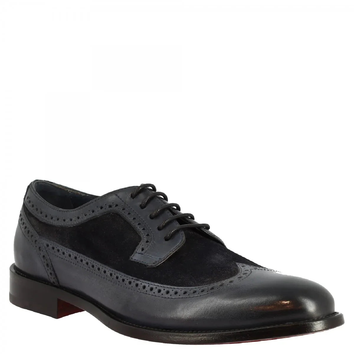 Blue calf and suede half brogues shoes