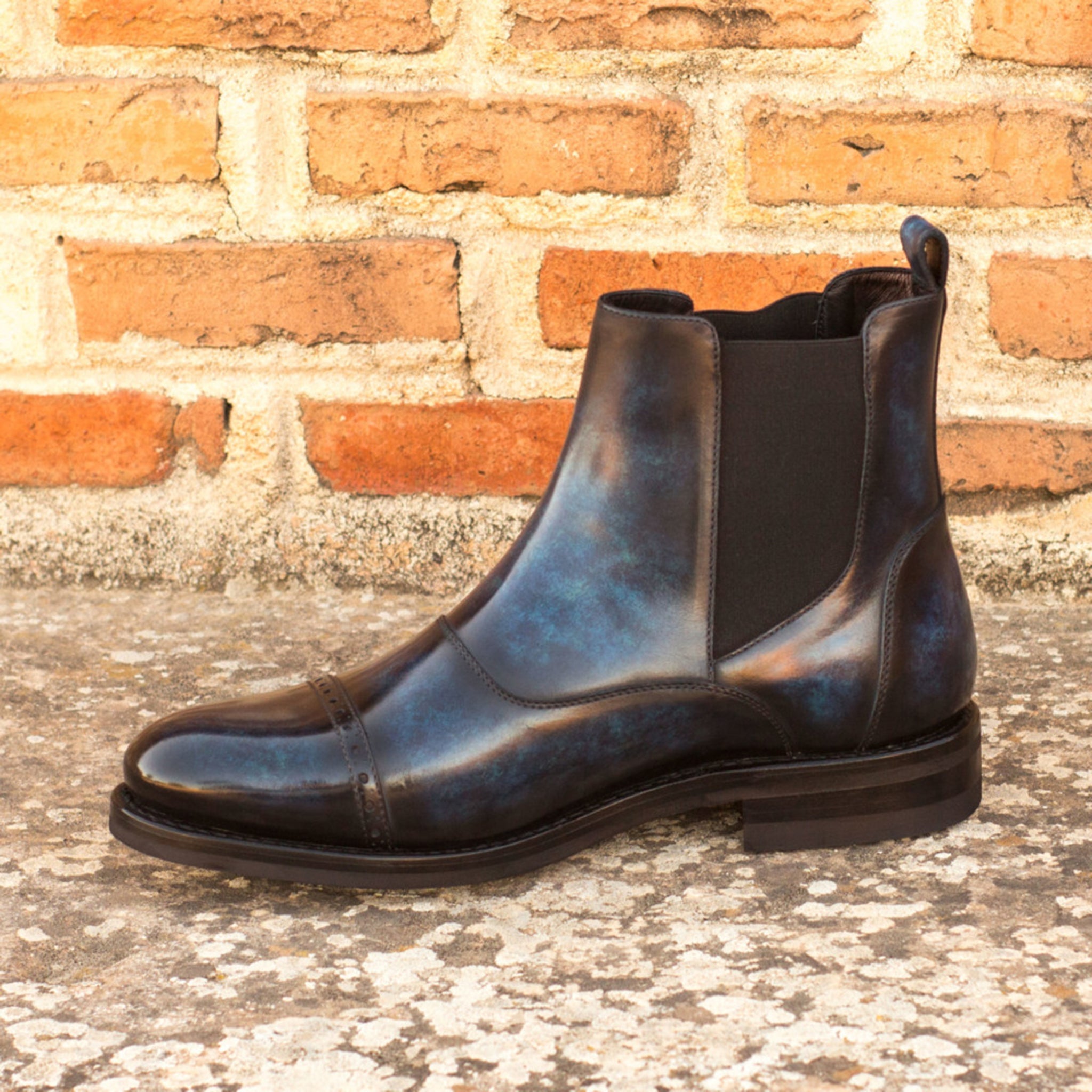 Navy Patina Chelsea Boots