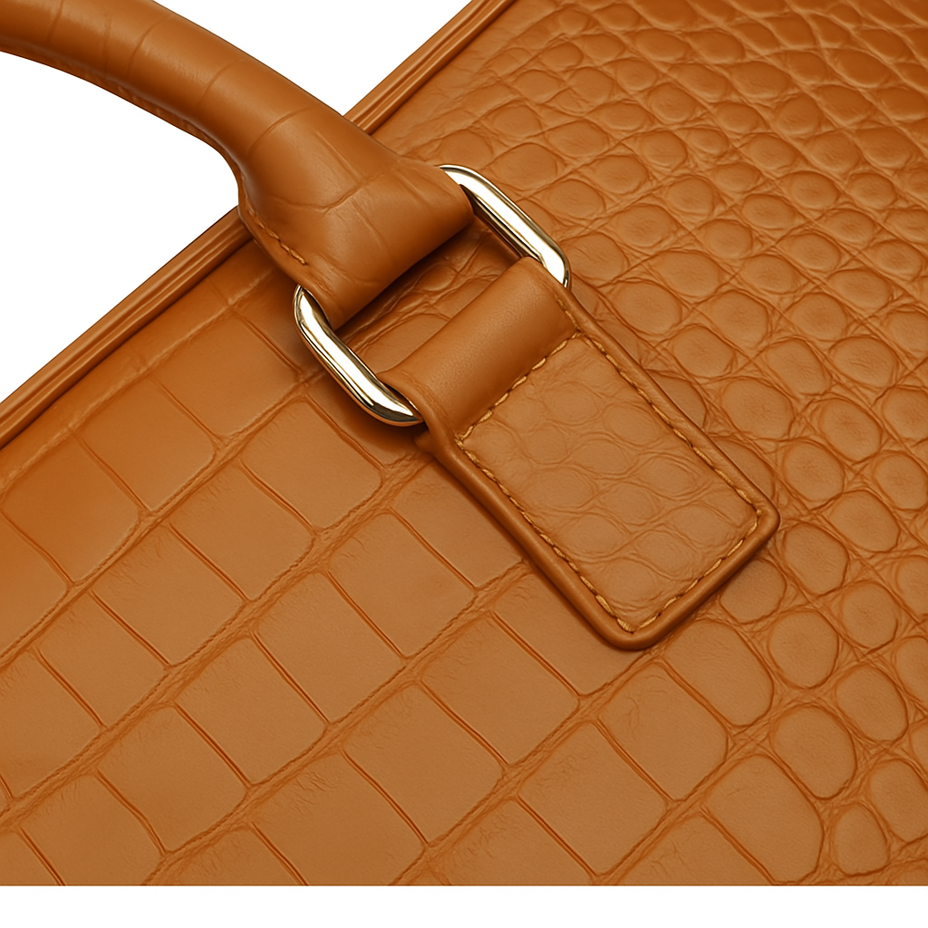 Italian Croco Leather Textured Briefcase Blue Edition