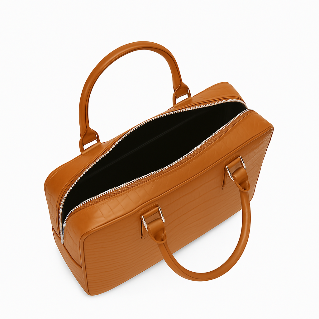 Italian Croco Leather Textured Briefcase Brown Edition