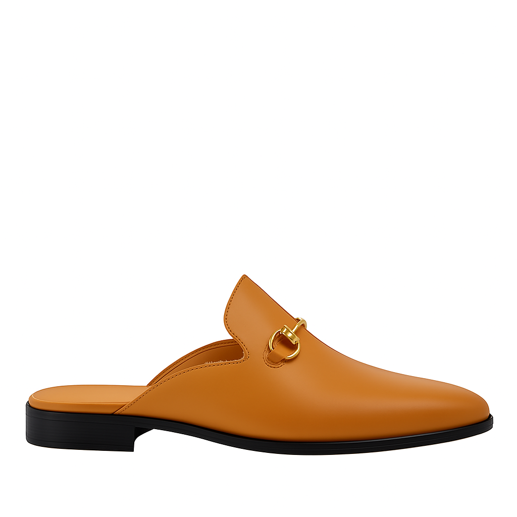 Plain Design Leather Mule Tan