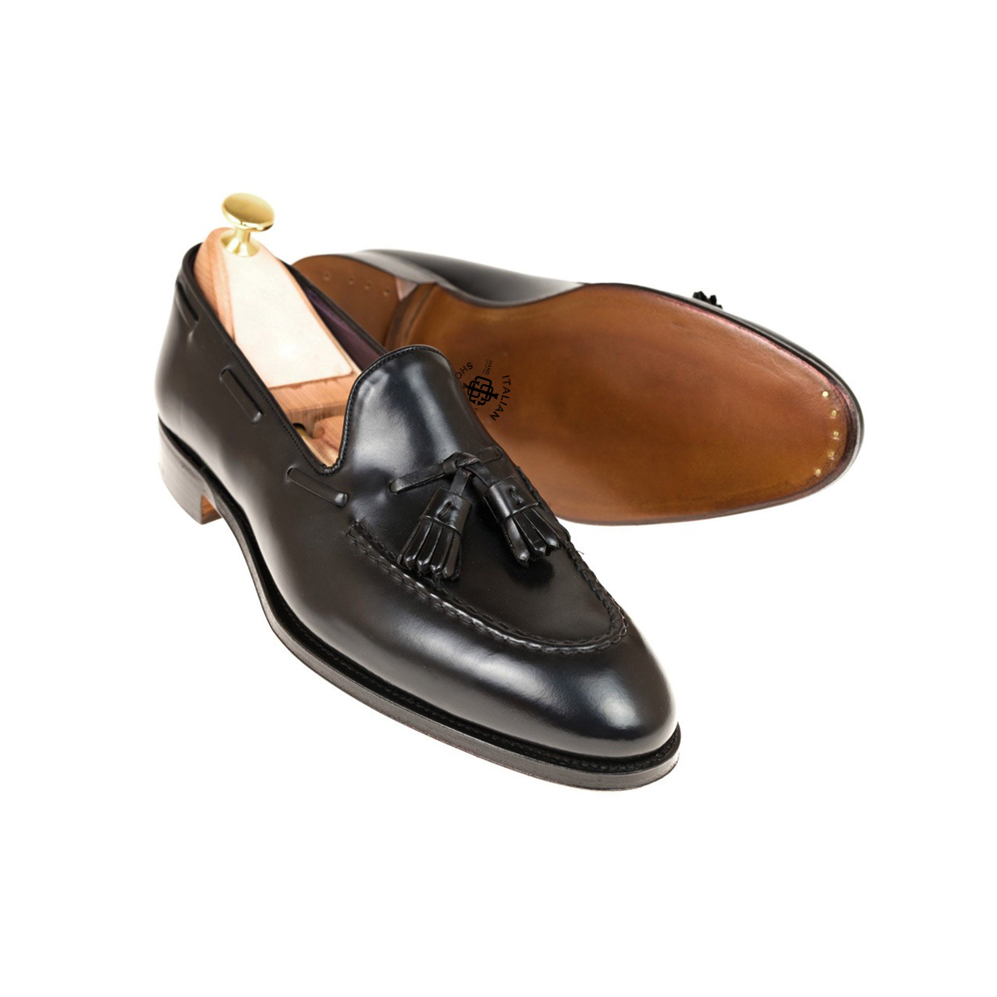 Aurora Black Leather Tassel Loafer