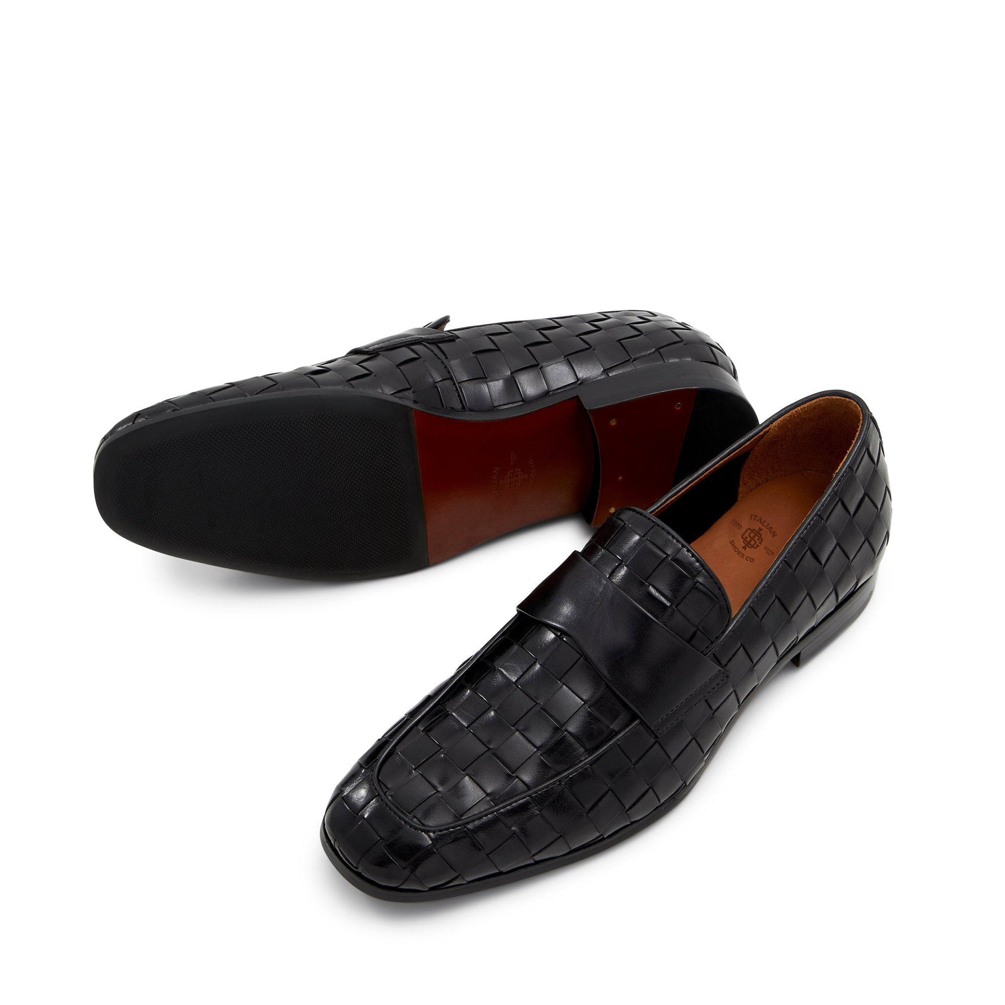 Black Braided Leather Loafers