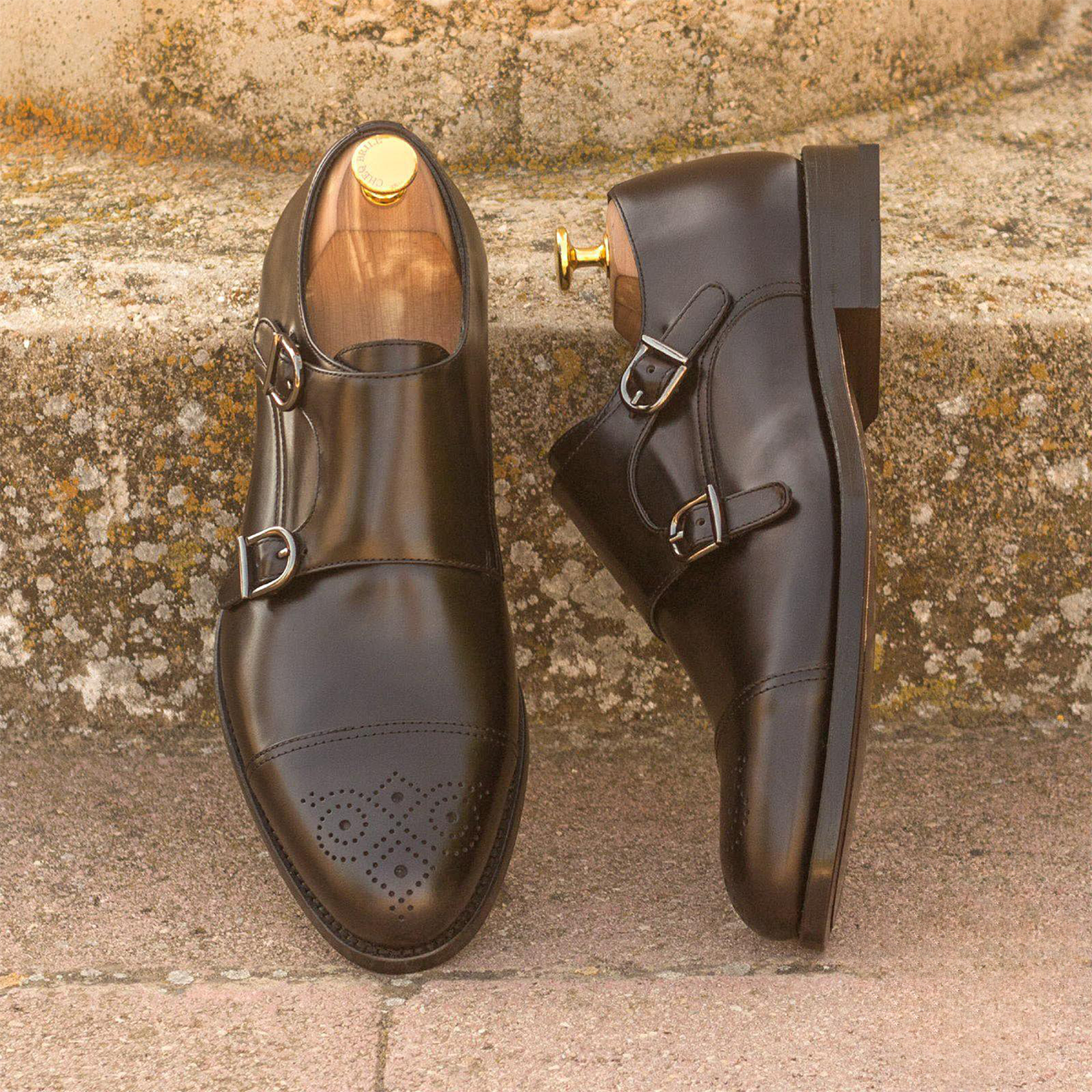 Dual Dignity Double Monk Shoe Black
