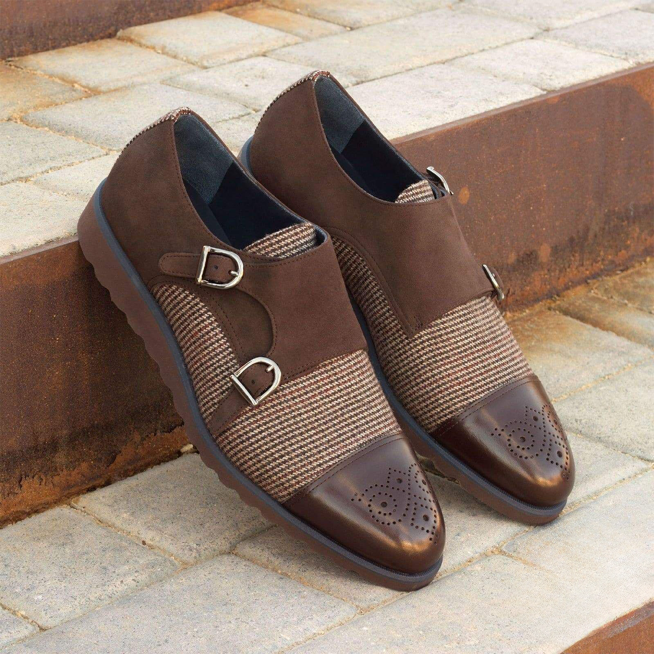 Opulent Oxfords Double Monk Shoe Dark Brown