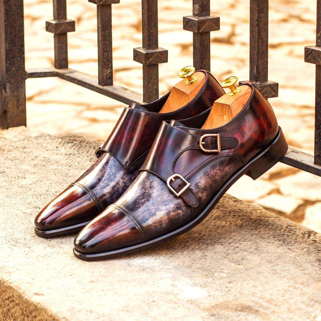 Posh Partners Double Monk Shoe Burgundy