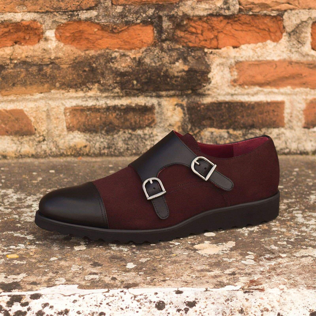 Opulent Overlap Double Monk Shoe Burgundy