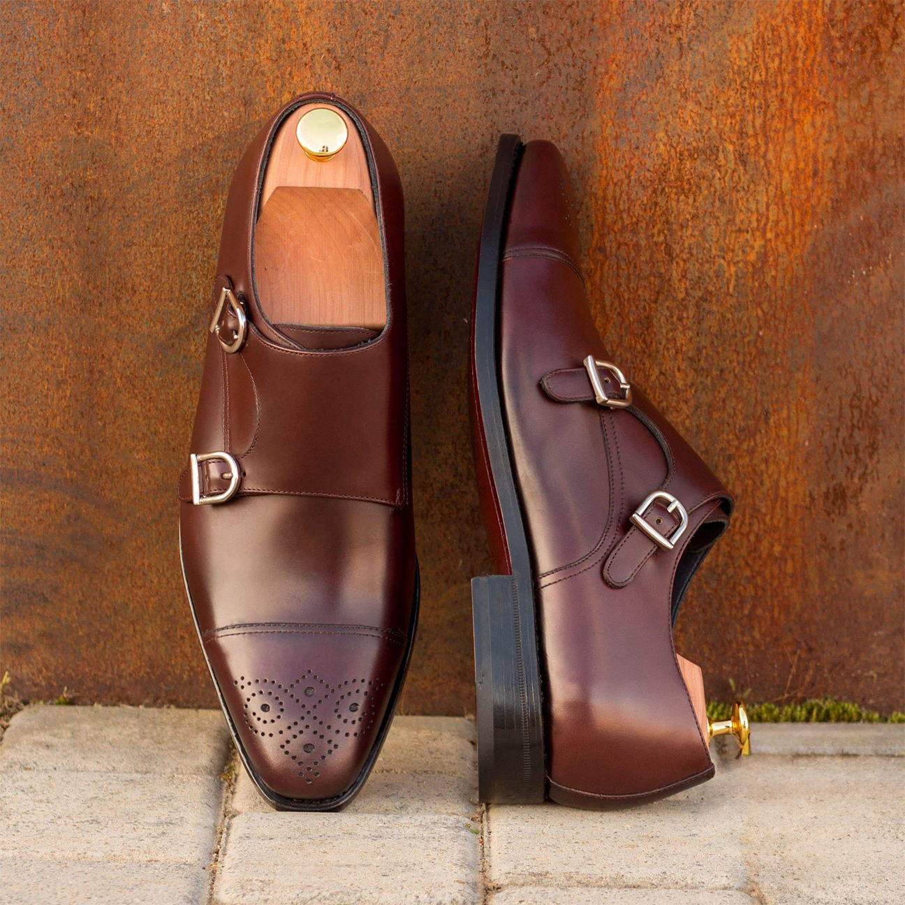 Elite Enigma Double Monk Shoe Burgundy