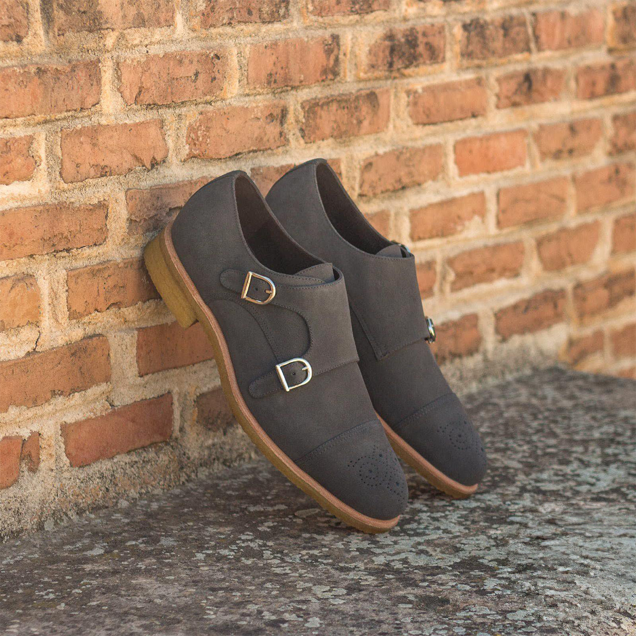 Eclat Elegance Double Monk Shoe Grey