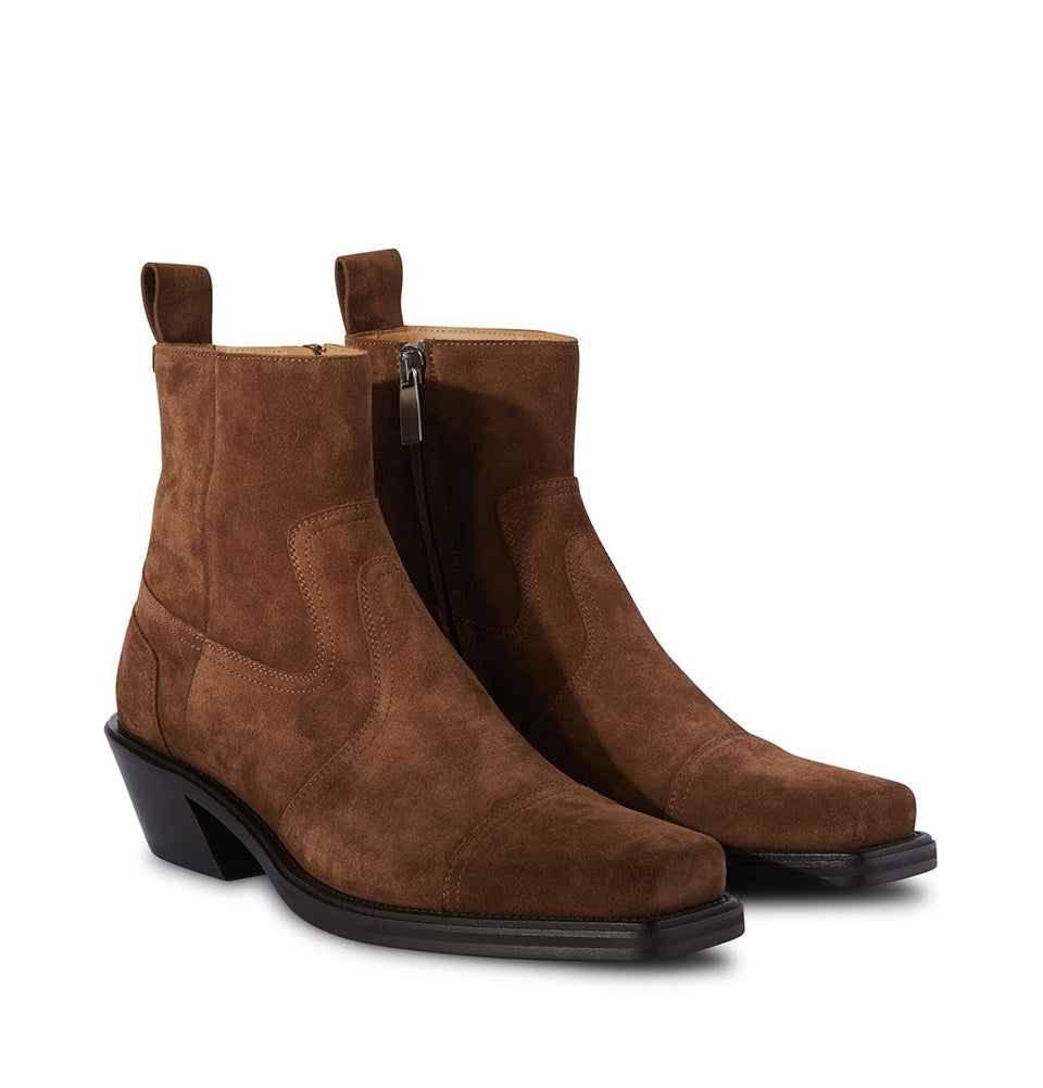 Cowboy Suede Ankle Boots