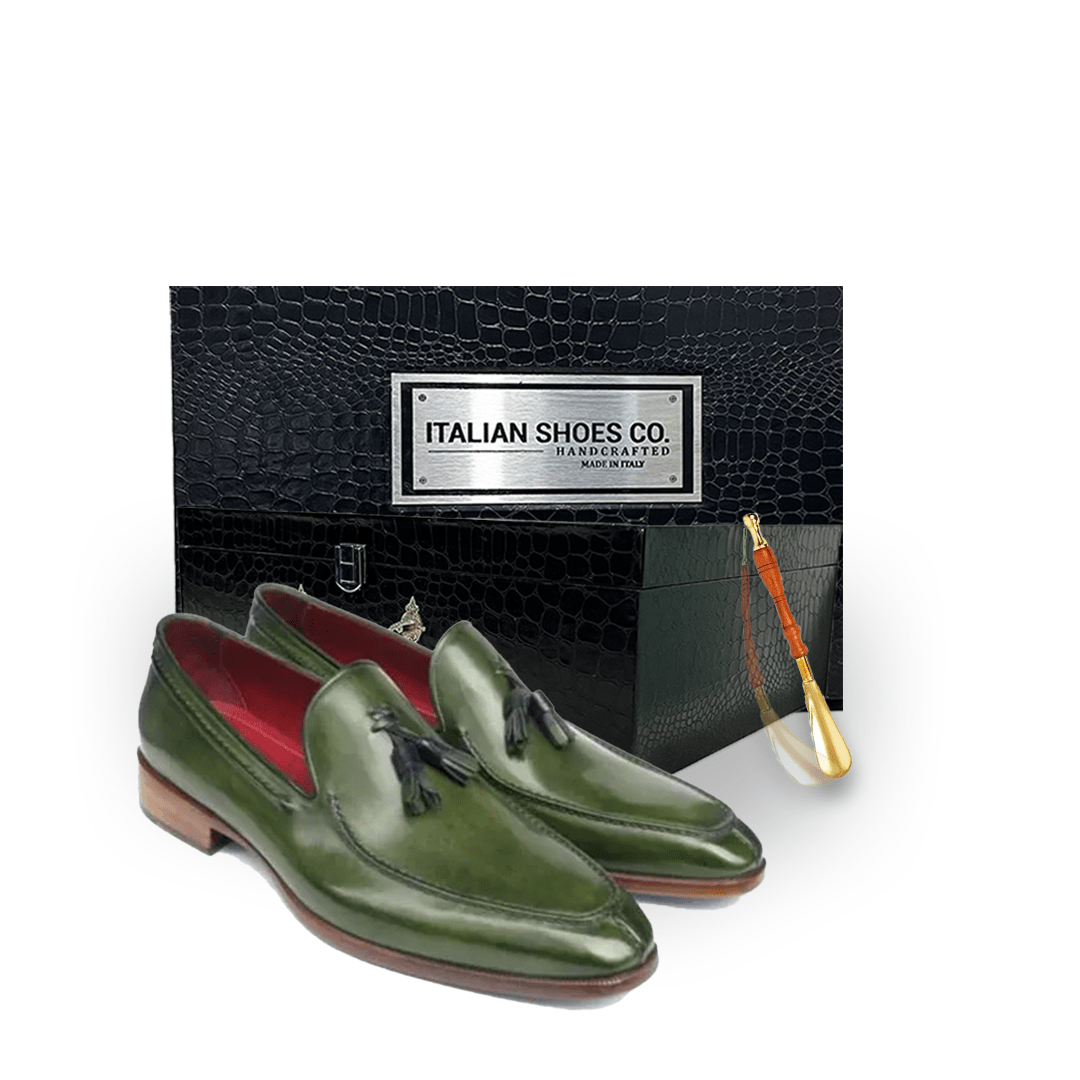 Tassel Leather Loafer in Green
