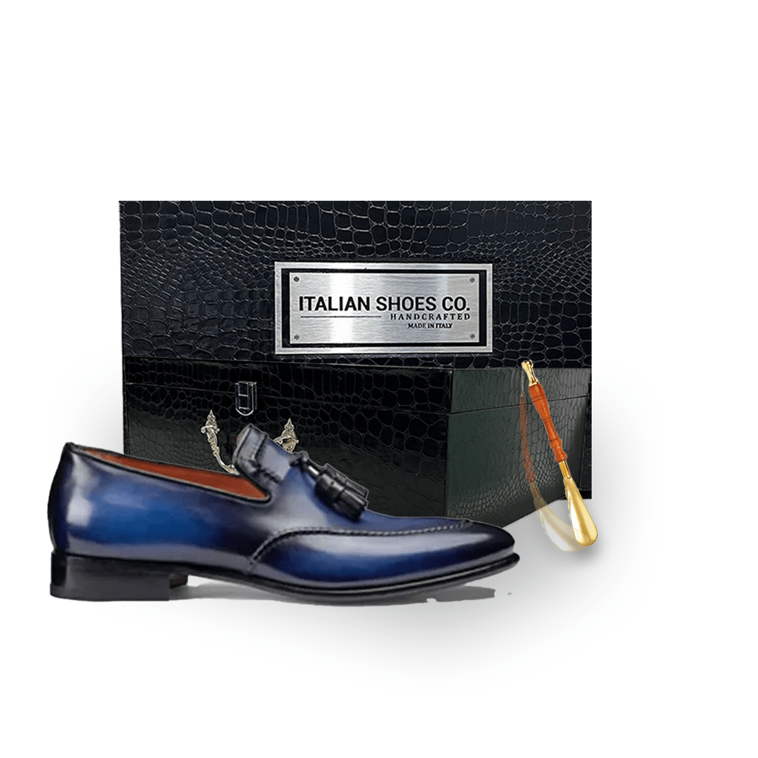 Blue Leather Tassel Loafer