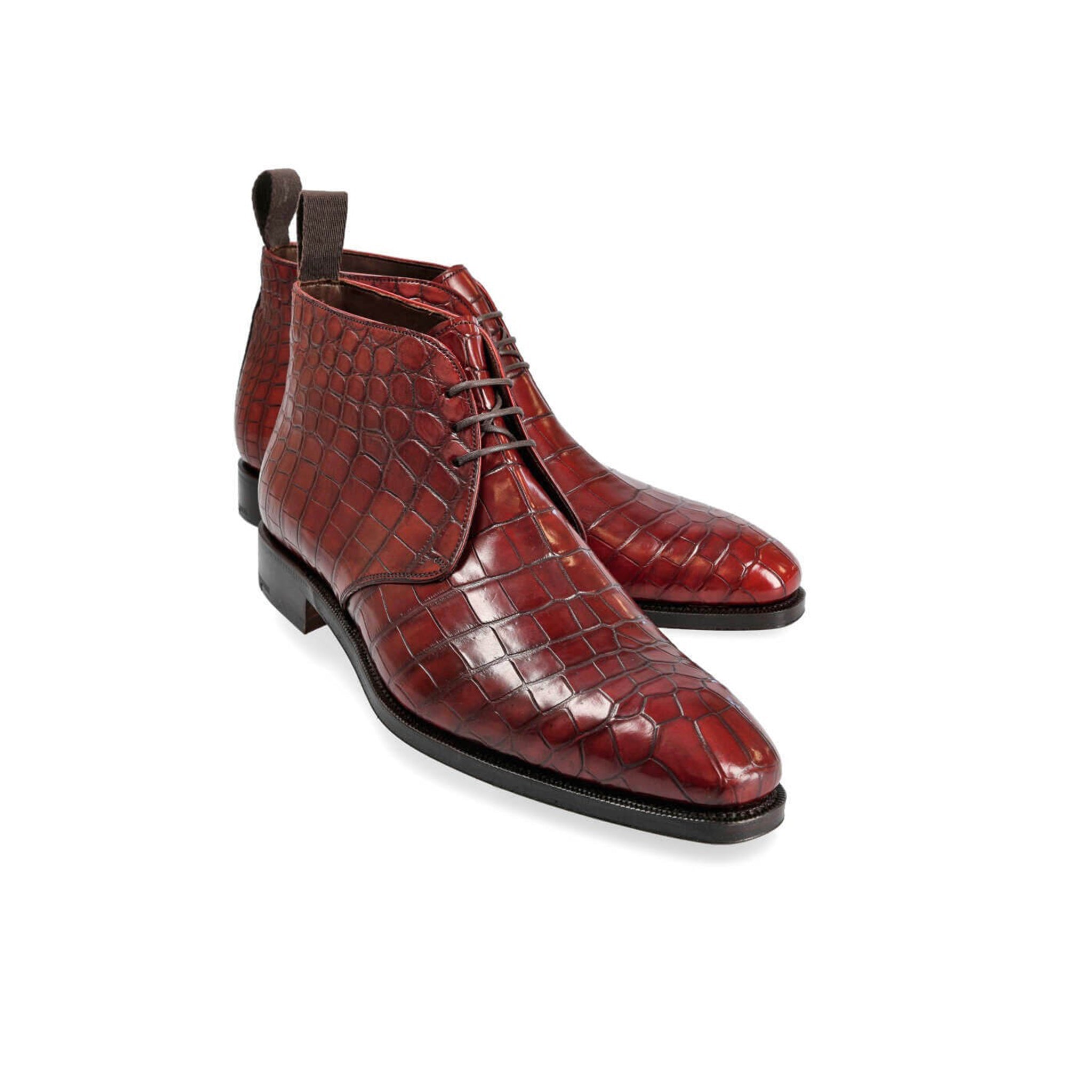 Burgundy Croco Chukka Boots