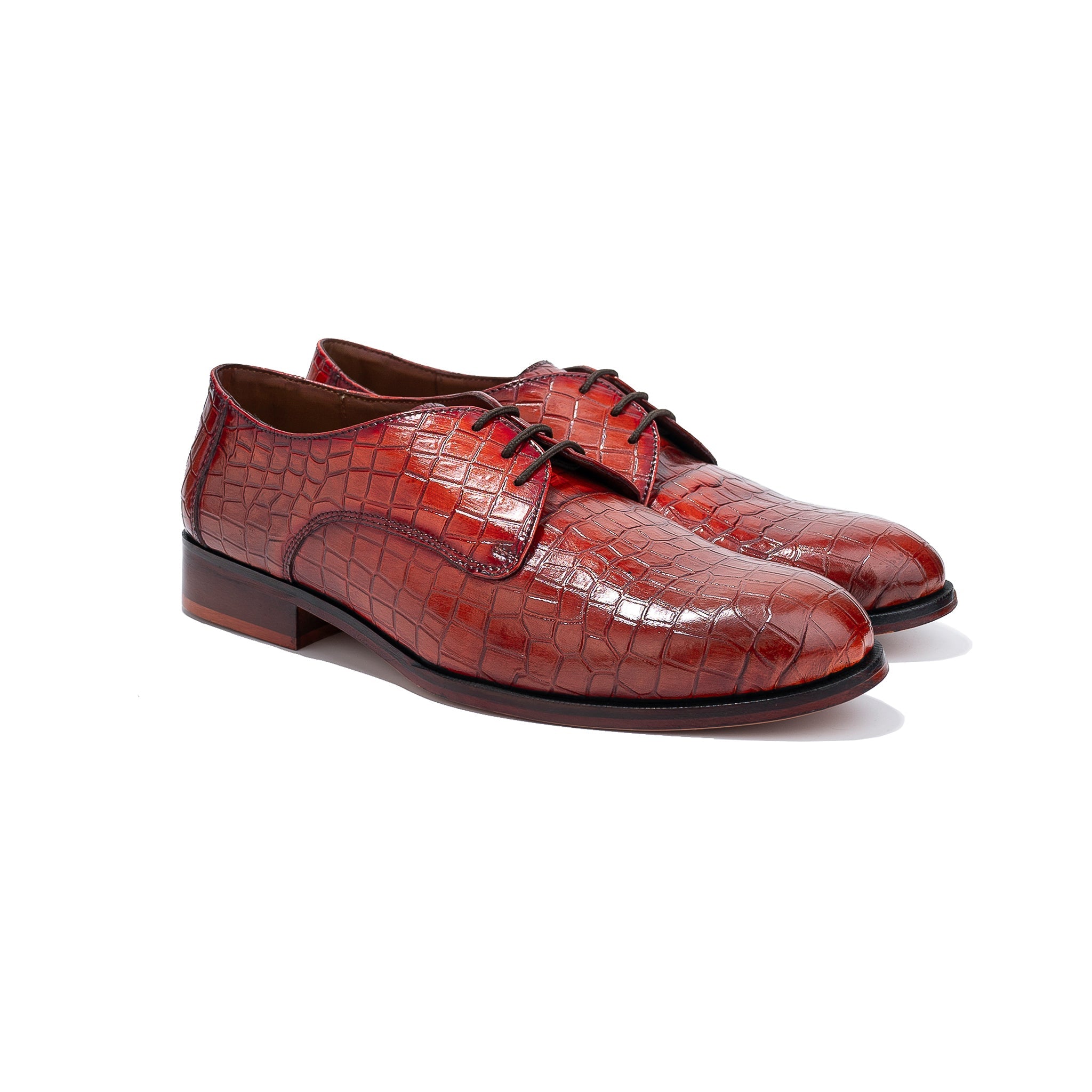 Burgundy Croco Pattern Shoes