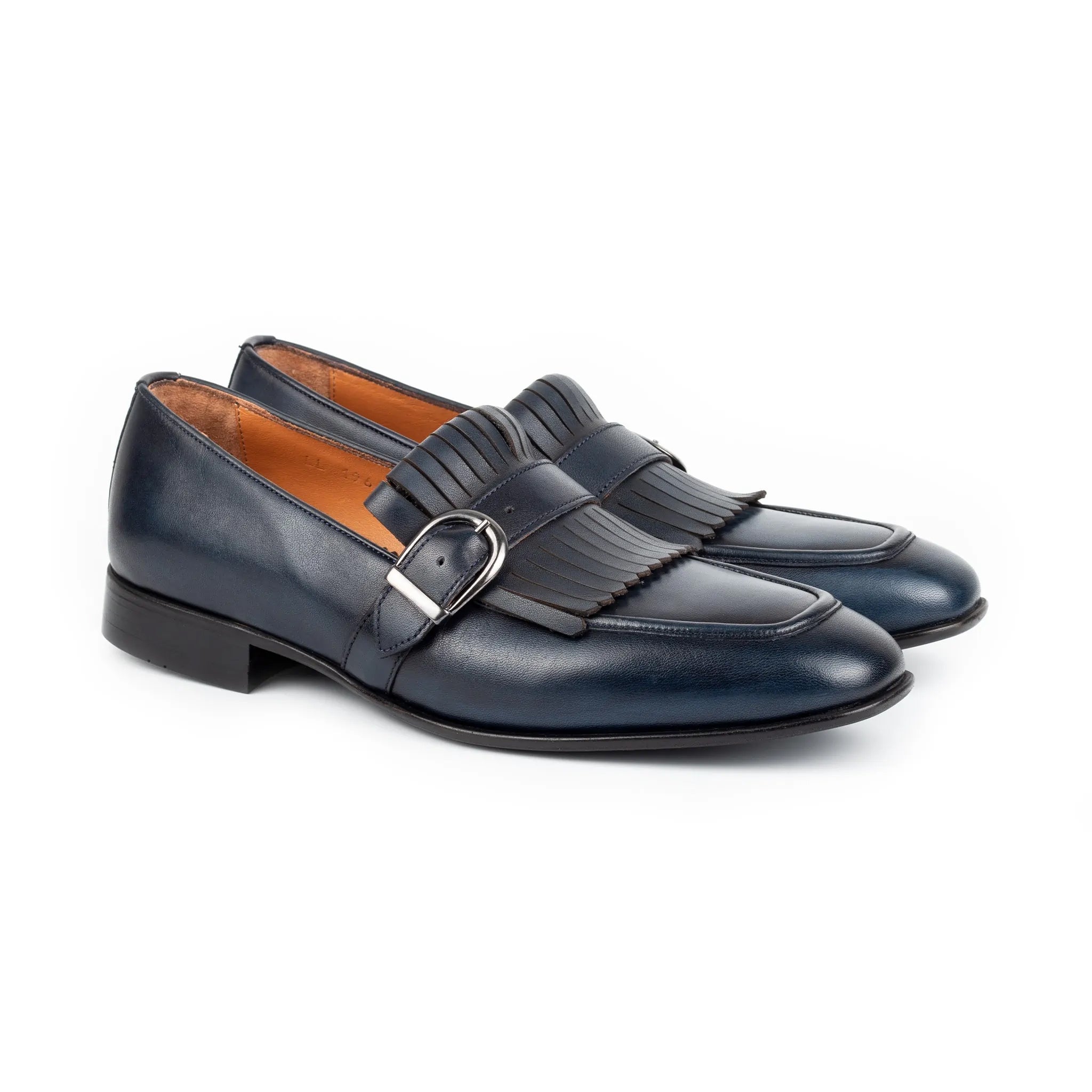 Navy Single Monk Strap Shoes