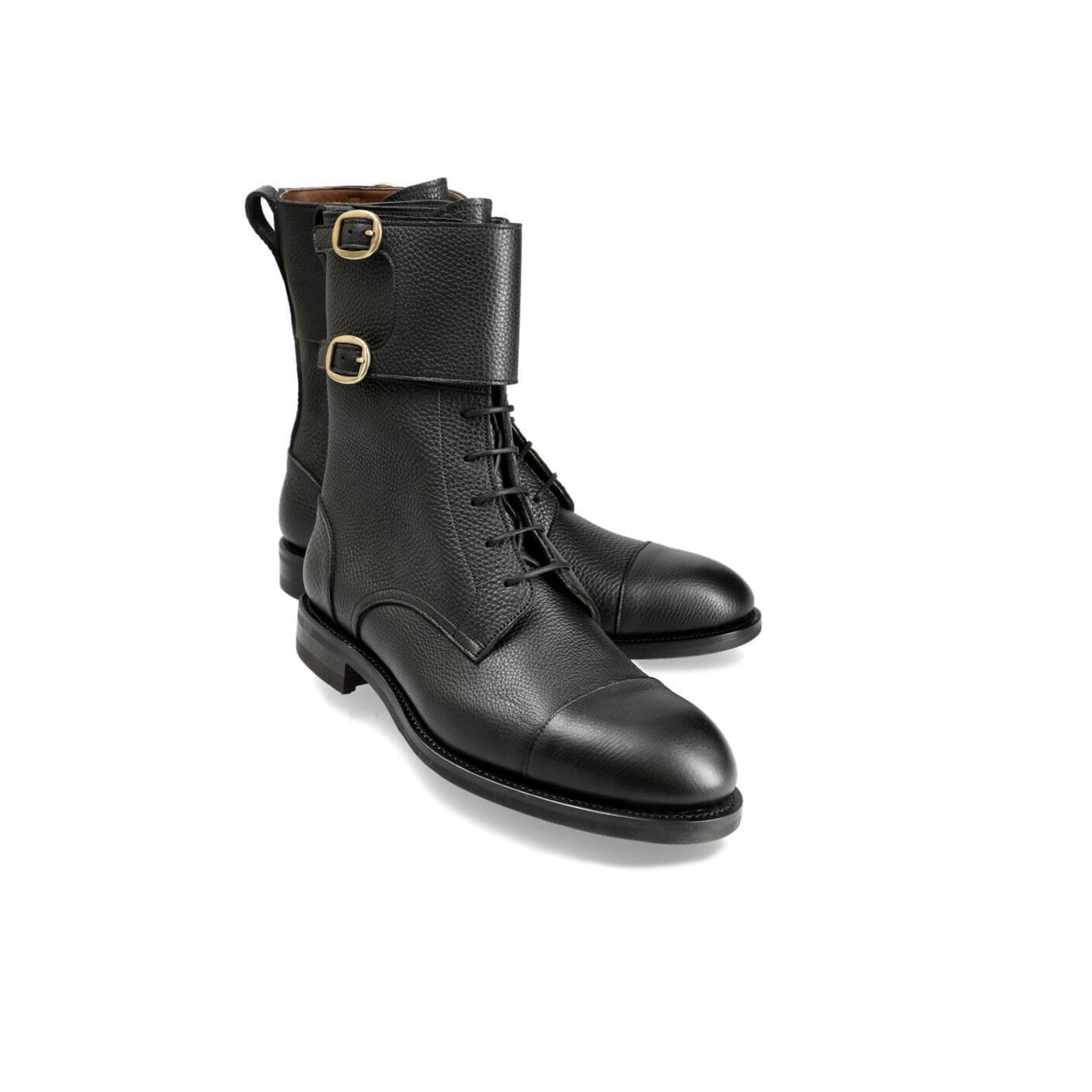 Plain Toe Double Monk Strap Boots