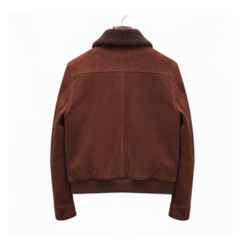 Luxury Rust Croc Shearling Brown Bomber Jacket