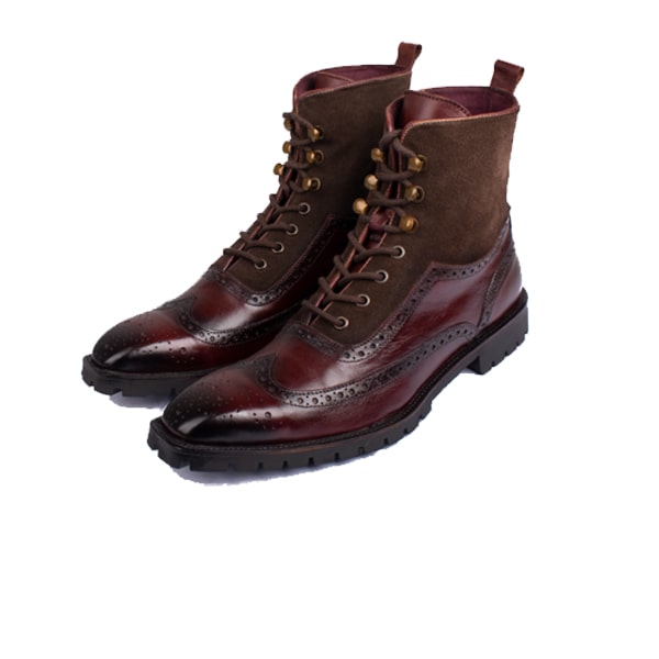 Wingtip High Ankle Burgundy Boots