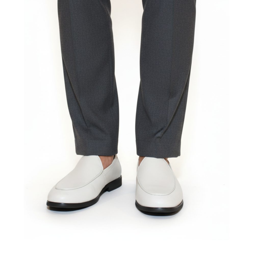 Luxury Leather Off-White Slip On Ivory Design Loafers