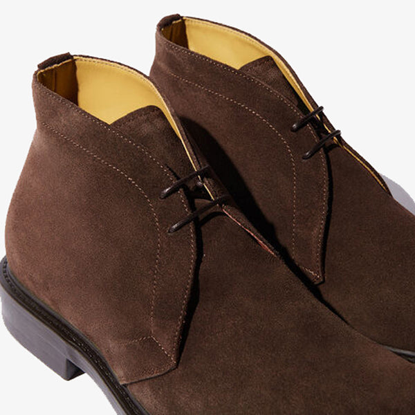Derby Chukka Boot In Brown Suede Leather