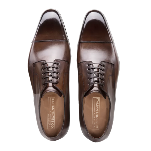 Derby Blucher Shiny Brown Luxury Men Shoes