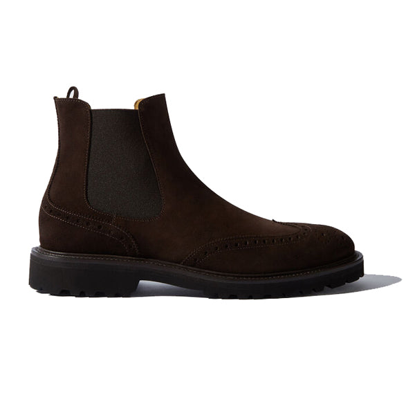 Wingtip High Ankle Dark Brown Suede Boots 644