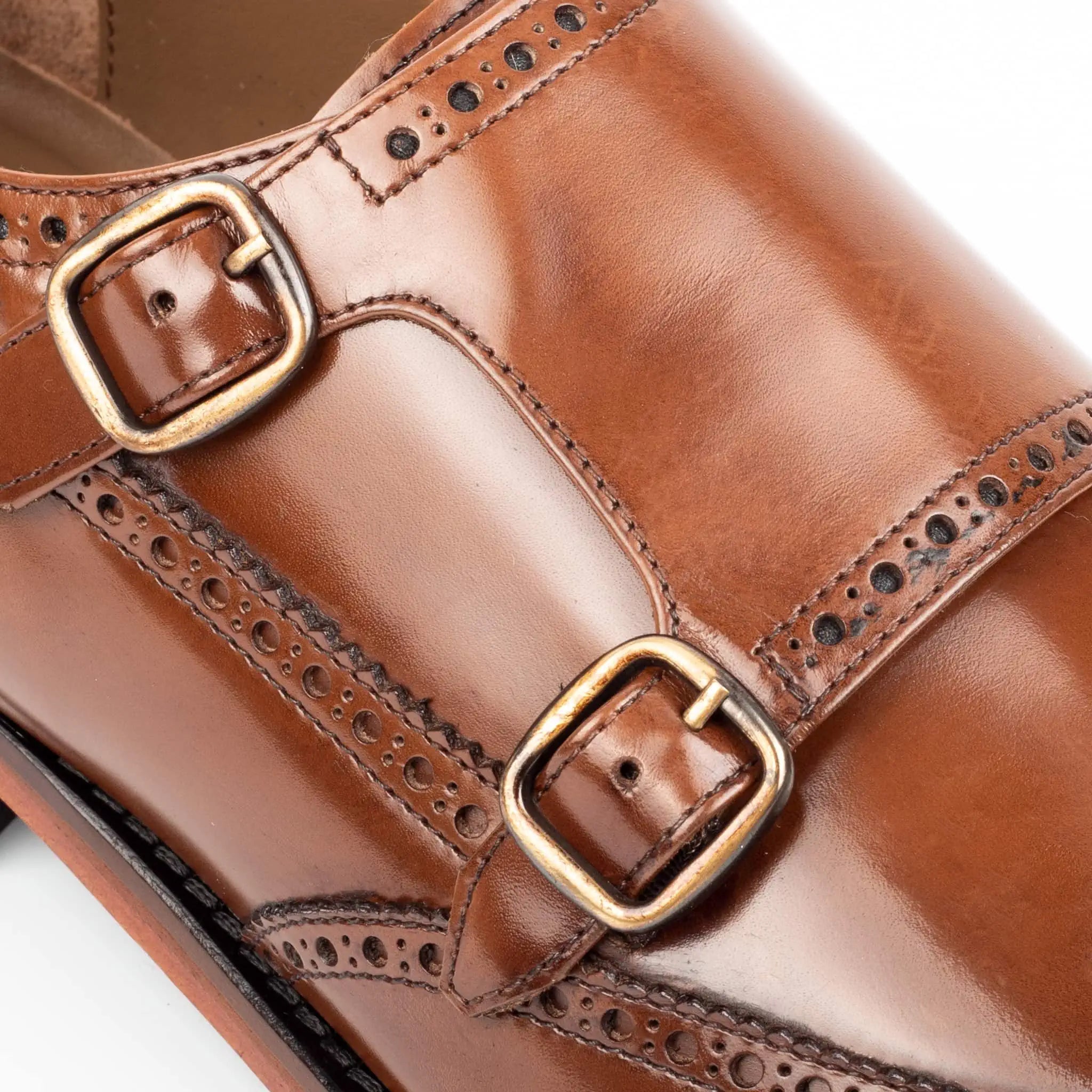 Tan Double Monk Strap Men's Shoes