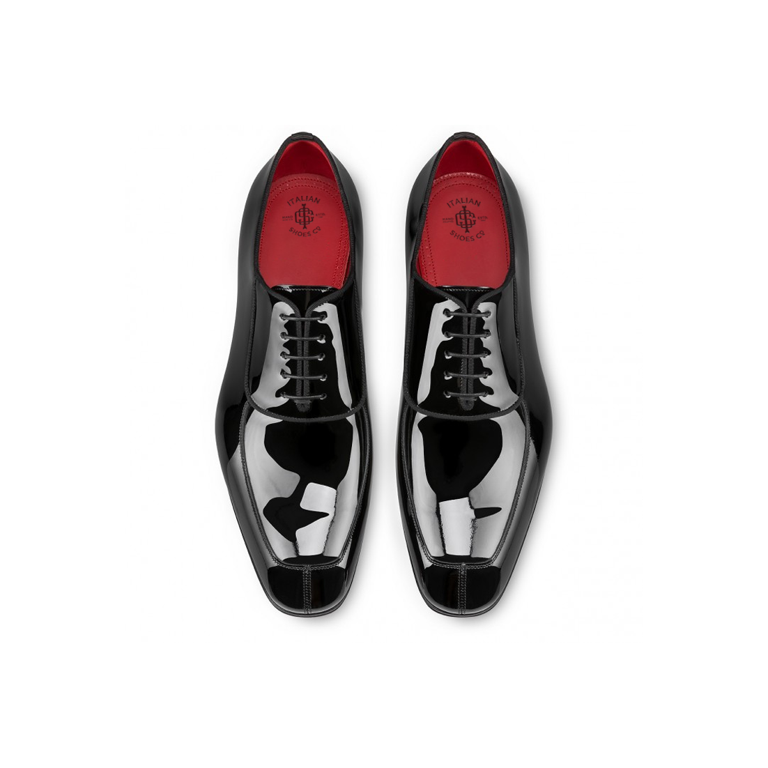 Luxury Black Patent Oxford Shoe With Squared Toe
