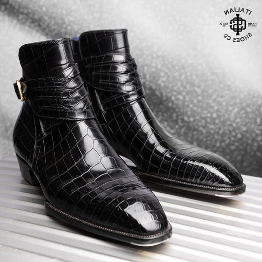 Designer Croco Jodhpur Monk Strap Shoes